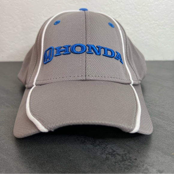 Honda Cap Hat Licensed Honda Embroidered Grey Mesh White Piping Adjustable Strap - Picture 2 of 8